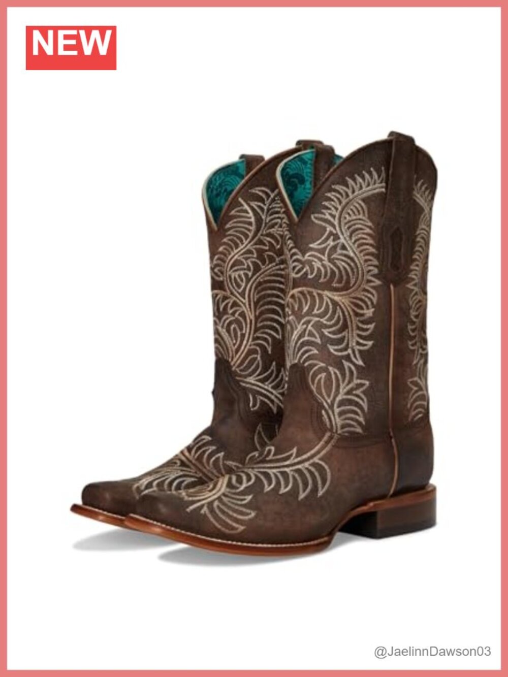 Corral Leather Western Boots Square Toe Pull-On Mid-Calf Cuban Heel